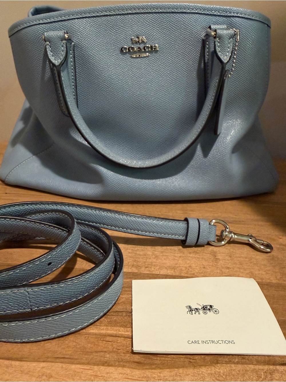Coach Pebbled Leather Satchel in Pale Blue - Picture 3 of 4